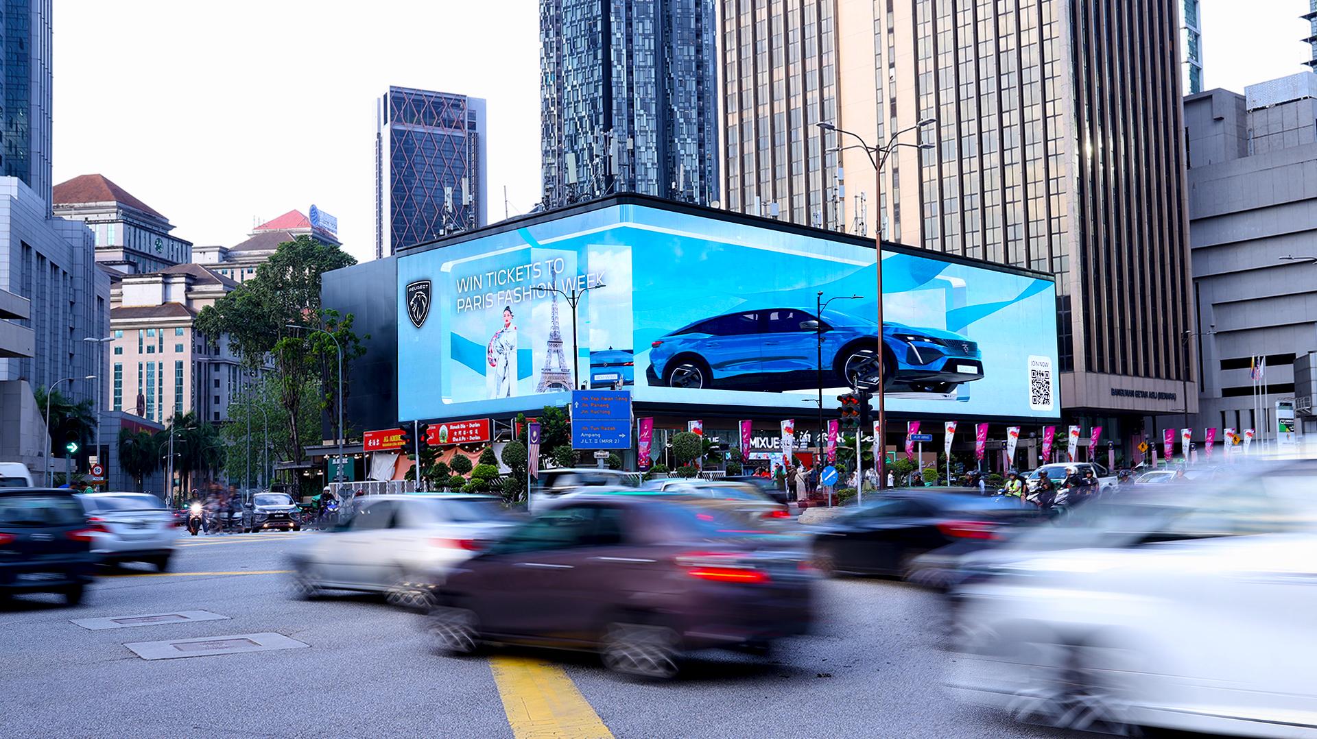 High-resolution LED wall advertising in city center